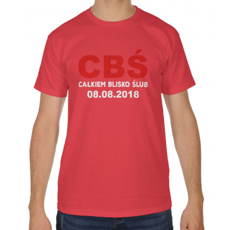 Koszulka męska na wieczór kawalerski CBS Coraz bliżej ślub + data